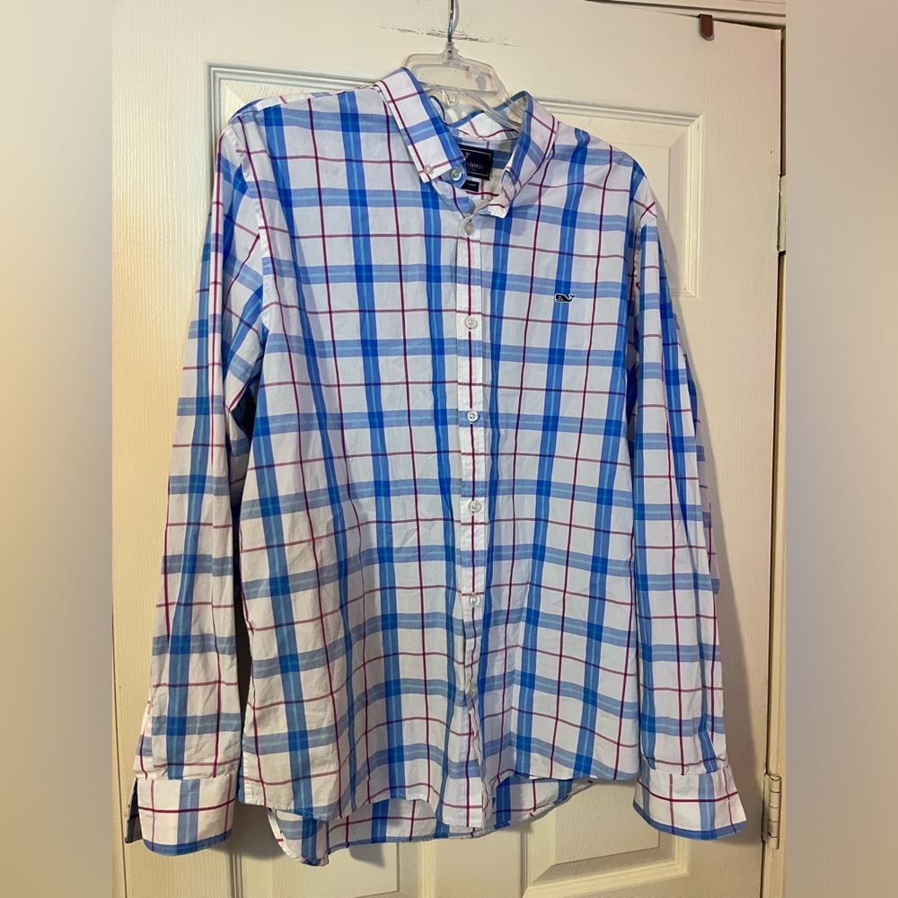 Vineyard Vines Preppy Button‎ Down Plaid Long Sleeve Top Size XL